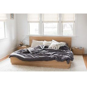 Round Off Light Brown Queen Platform Bed
