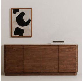Round Off Walnut 4 Door Sideboard