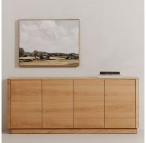 Round Off Natural Oak 4 Door Sideboard
