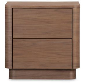 Round Off Tall Walnut Brown 2 Drawer Nightstand