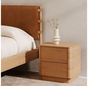 Round Off Natural Oak 2 Drawer Tall Nightstand