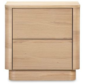 Round Off Natural Oak 2 Drawer Tall Nightstand
