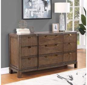 Milan Brown 6 Drawer Dresser and Mirror