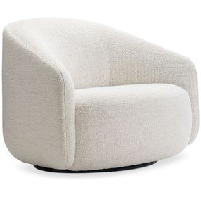 Devon White Upholstered Swivel Accent Chair