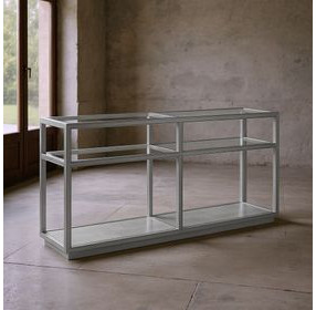Glaze Vintage Blue Rectangular Glass Top Console Table