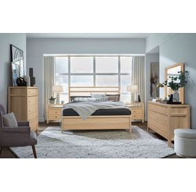 Merrifield Sandstone Beige and White King Upholstered Panel Bed