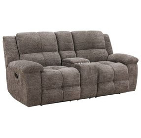Buster Cabot Stone 86" Manual Reclining Loveseat with Console and USB Charging