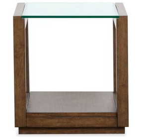 Sebastian Cinnamon Rectangular Glass Top End Table