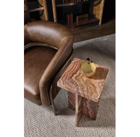 Mosaic Natural Red and Brown Square Stone Top Denys Spot Table
