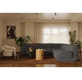 Zenith Charcoal Gray Upcycled Fabric Modular L-Sectional