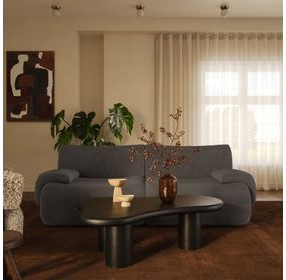 Zenith Charcoal Gray Upcycled Fabric Modular Loveseat