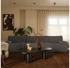 Zenith Charcoal Gray Upcycled Fabric Modular Sofa