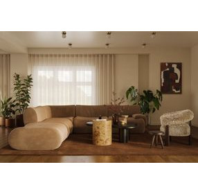 Zenith Latte Brown Velvet Modular Sectional with RAF Chair
