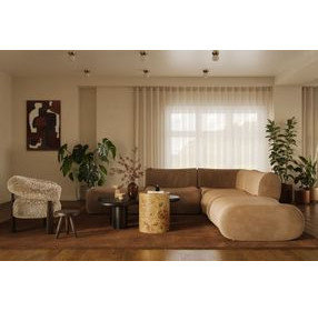 Zenith Latte Brown Velvet Modular 5-Piece Sectional