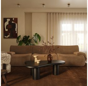 Zenith Latte Brown Velvet Modular 117" Sofa