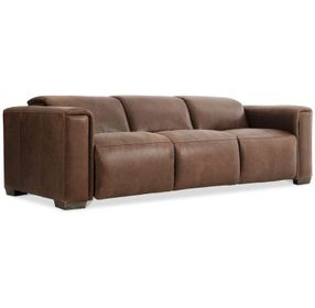 Billings Brown Leather 96" Power Reclining Sofa