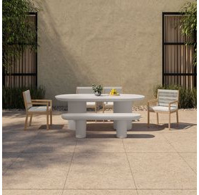 Rocca Cream 83" Oval Dining Table