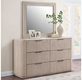Henry Sand 6 Drawer Dresser and Rectangular Mirror
