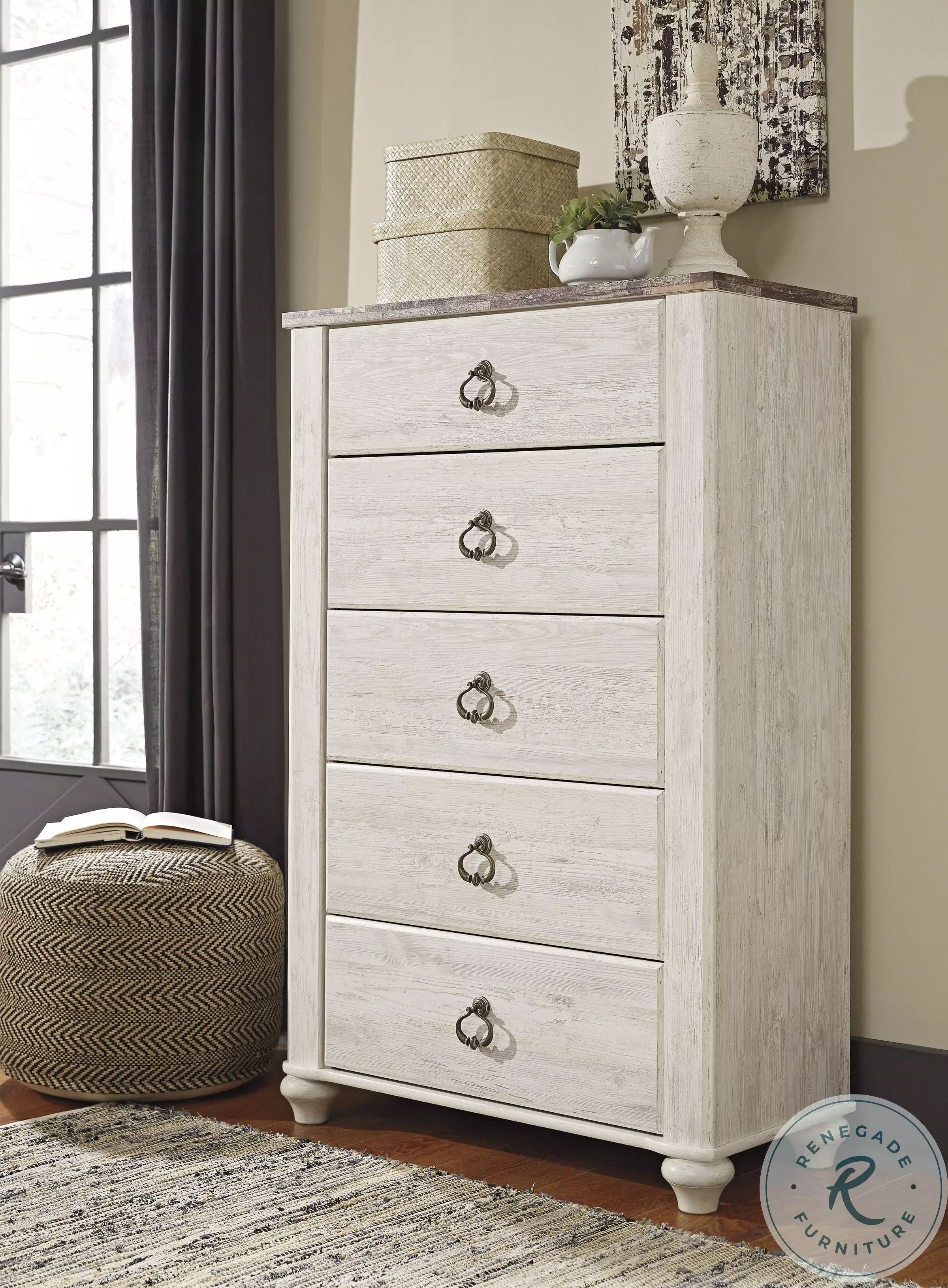 Willowton Whitewash Youth Single Side Underbed Storage Panel