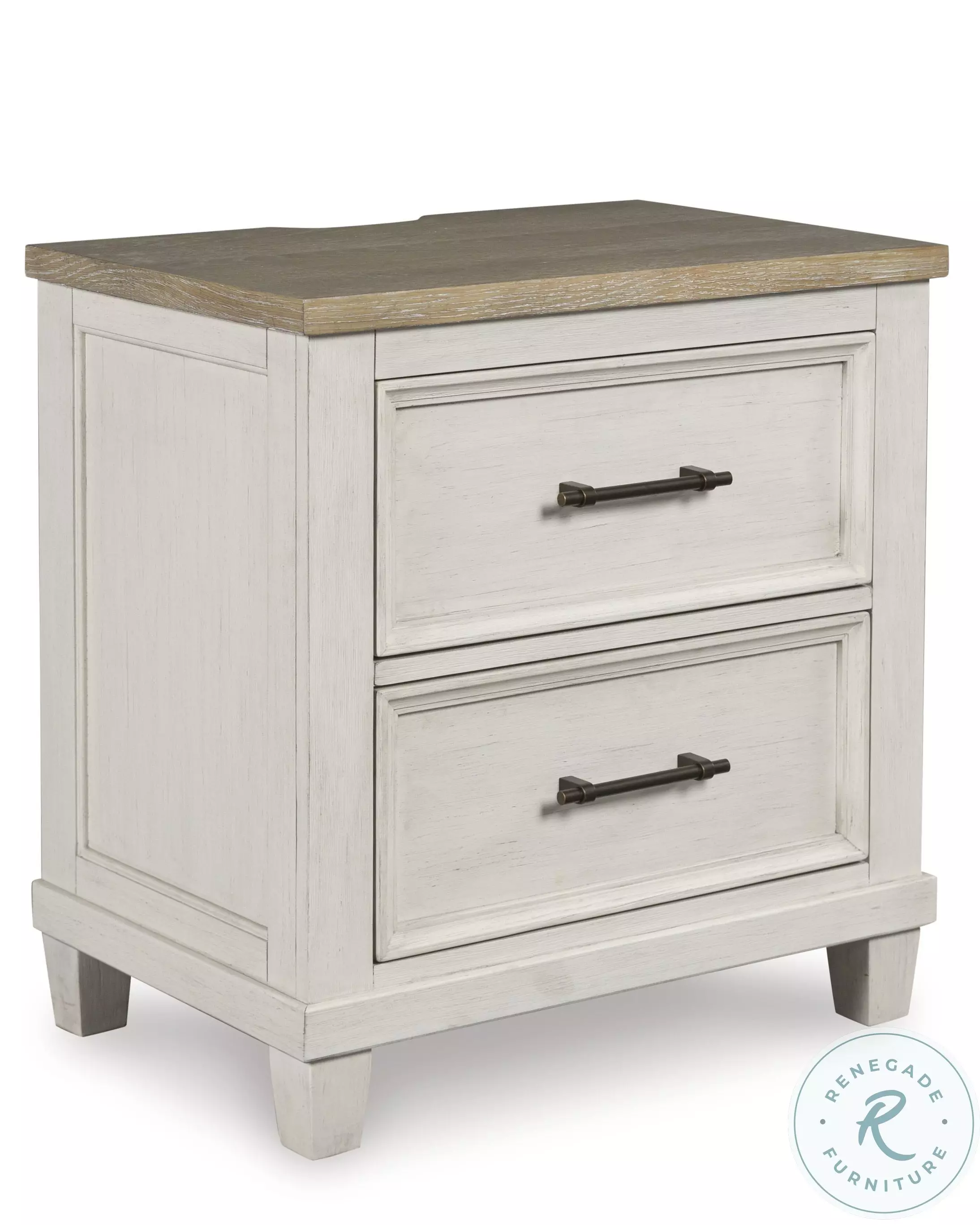 Shaybrock Antique White And Brown 2 Drawer Nightstand From Ashley