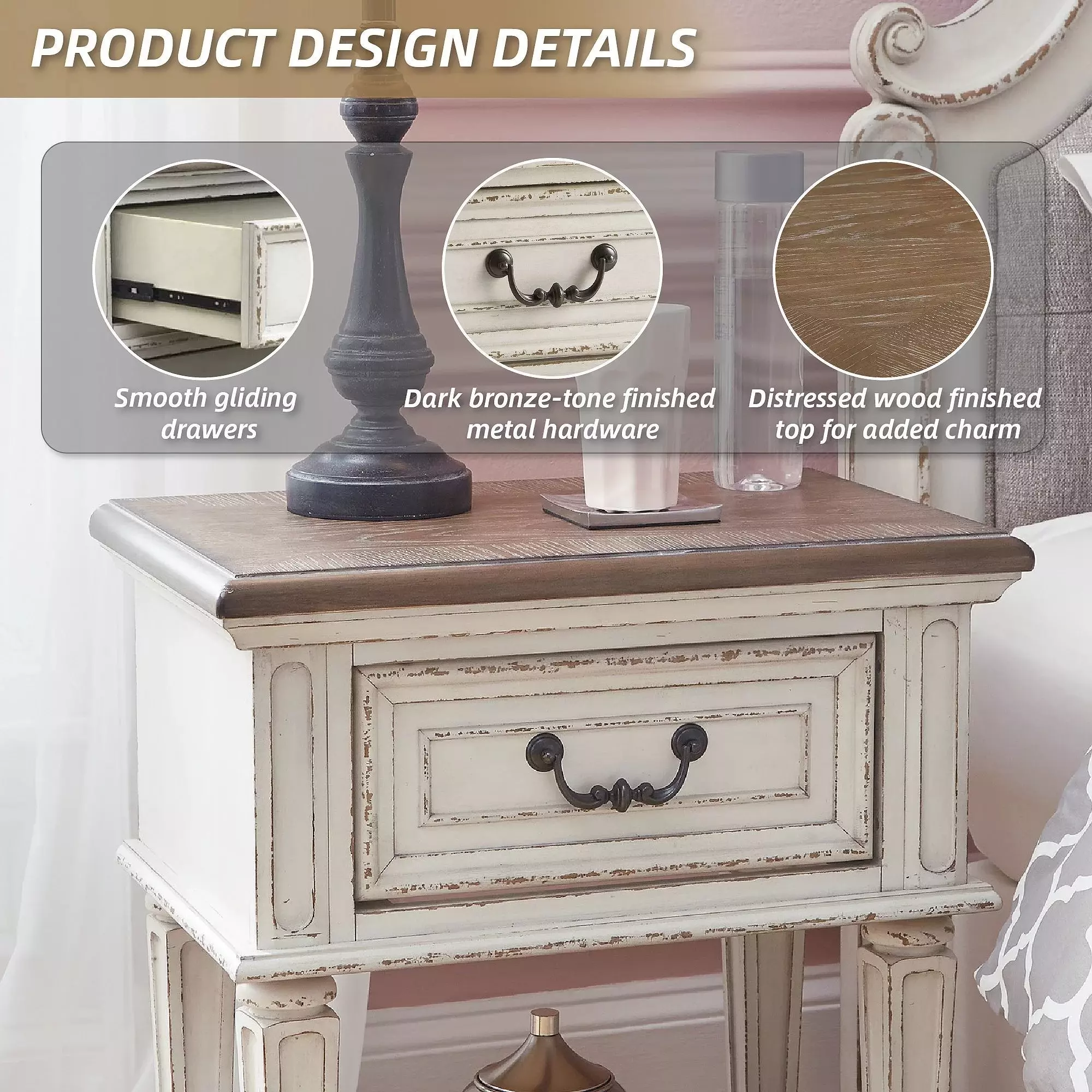 Realyn Chipped Two Tone 1 Drawer Nightstand from Ashley | Coleman