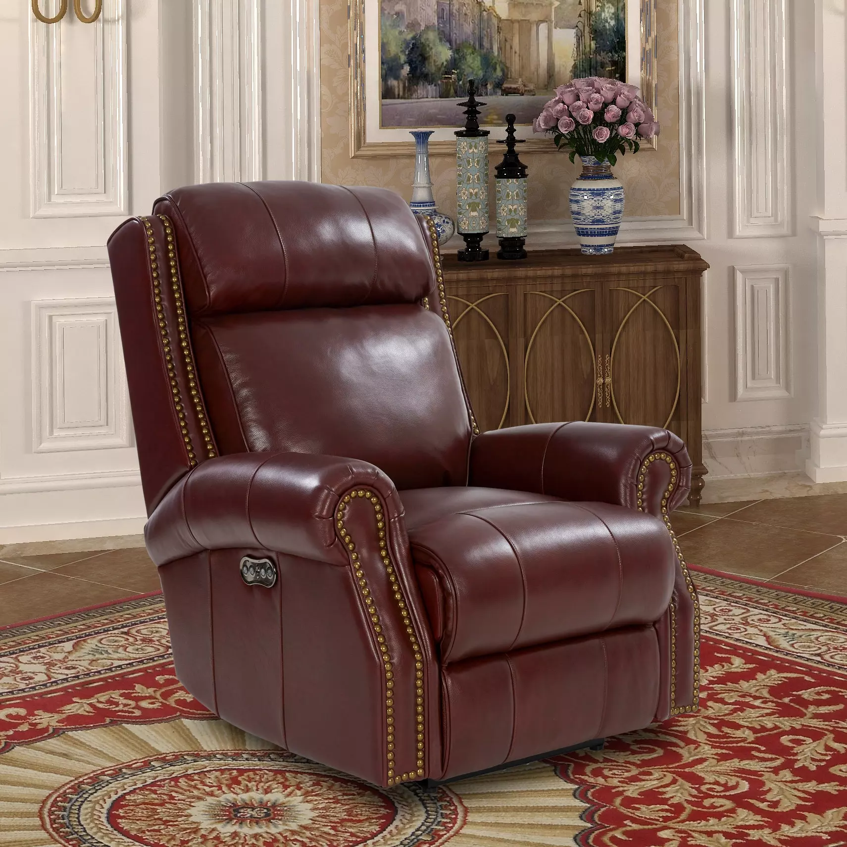 Blair Marisol Cabernet Leather Big & Tall Power Recliner with