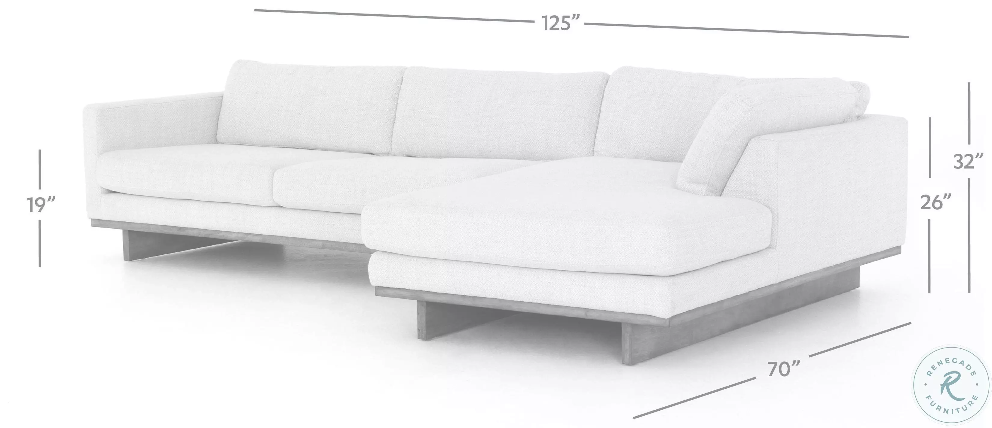 Four Hands Kensington Everly 2 Piece Sectional 70 Right Chaise