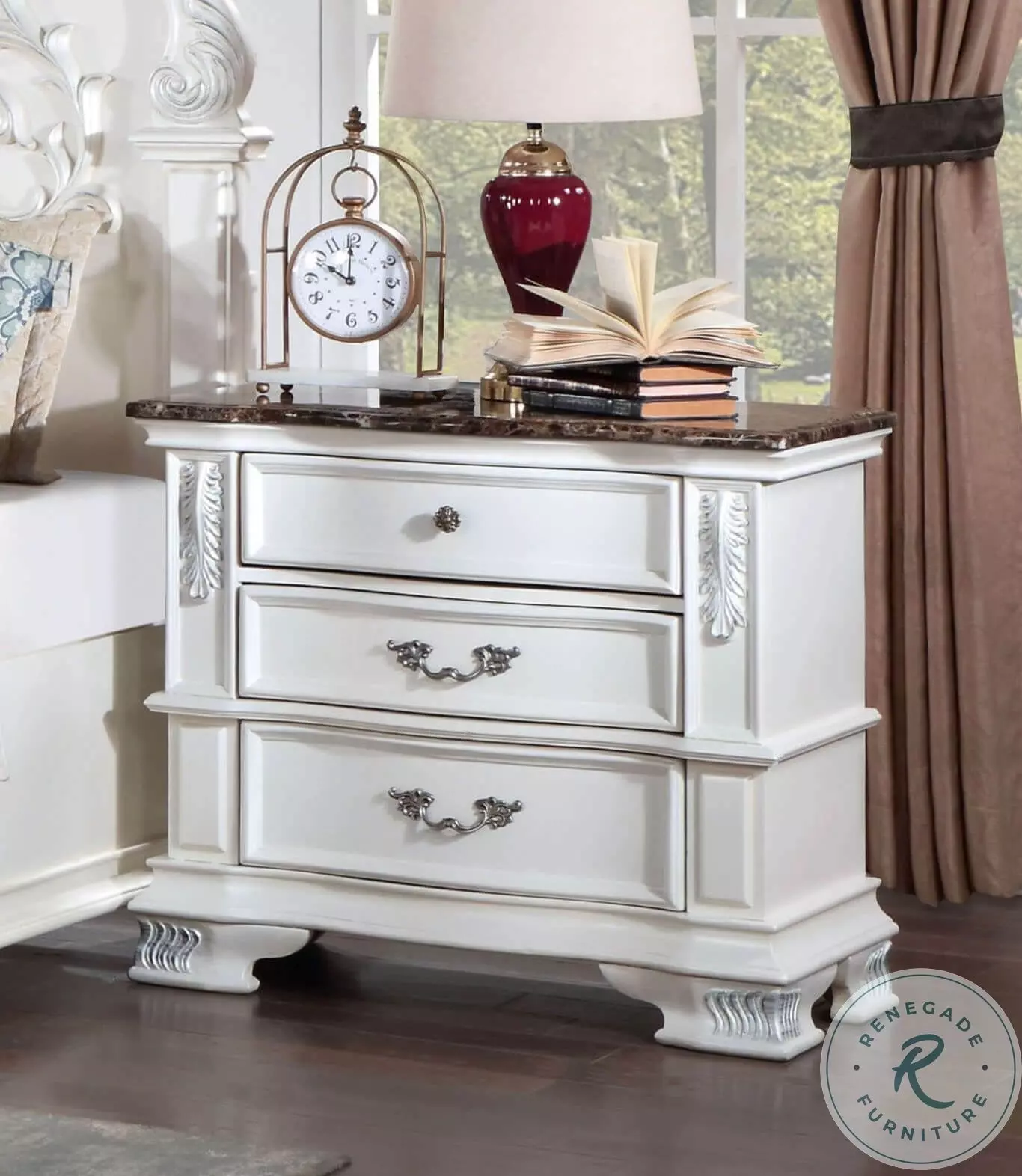 Esparanza Brown Cherry Nightstand From Furniture of America