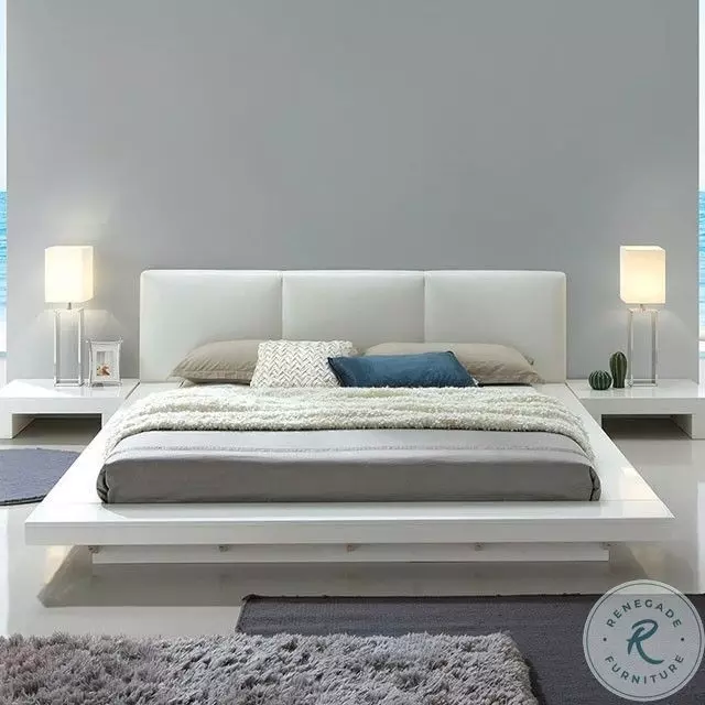 Christie High Gloss White Cal. King Upholstered Platform Bed from Furniture of America Coleman Furniture