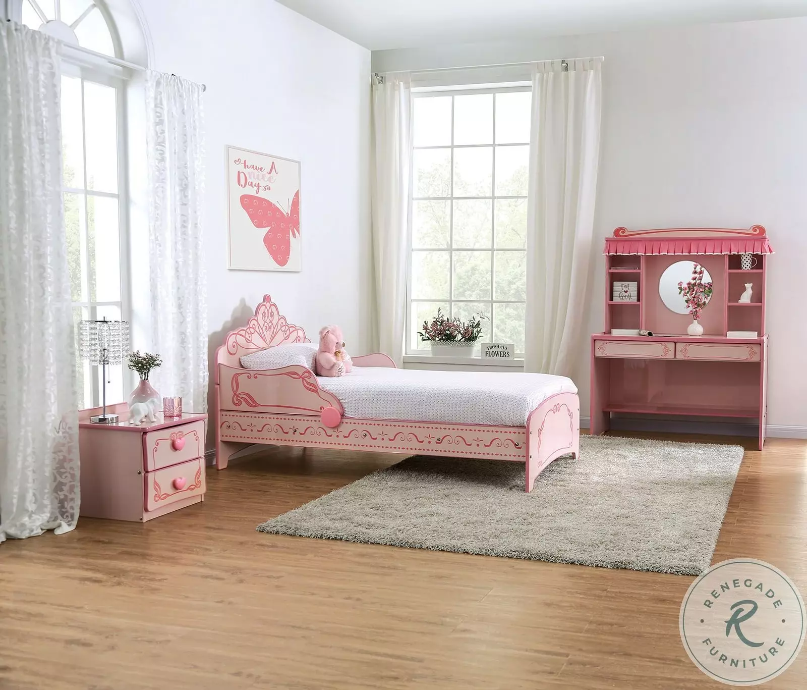 Julianna Dark and Light Pink Youth Panel Bedroom Set from Furniture of America Coleman Furniture
