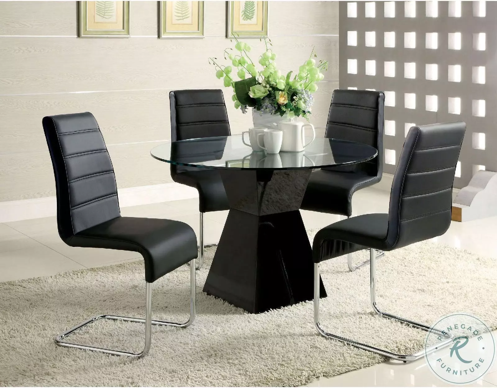 Black and glass dining room set online