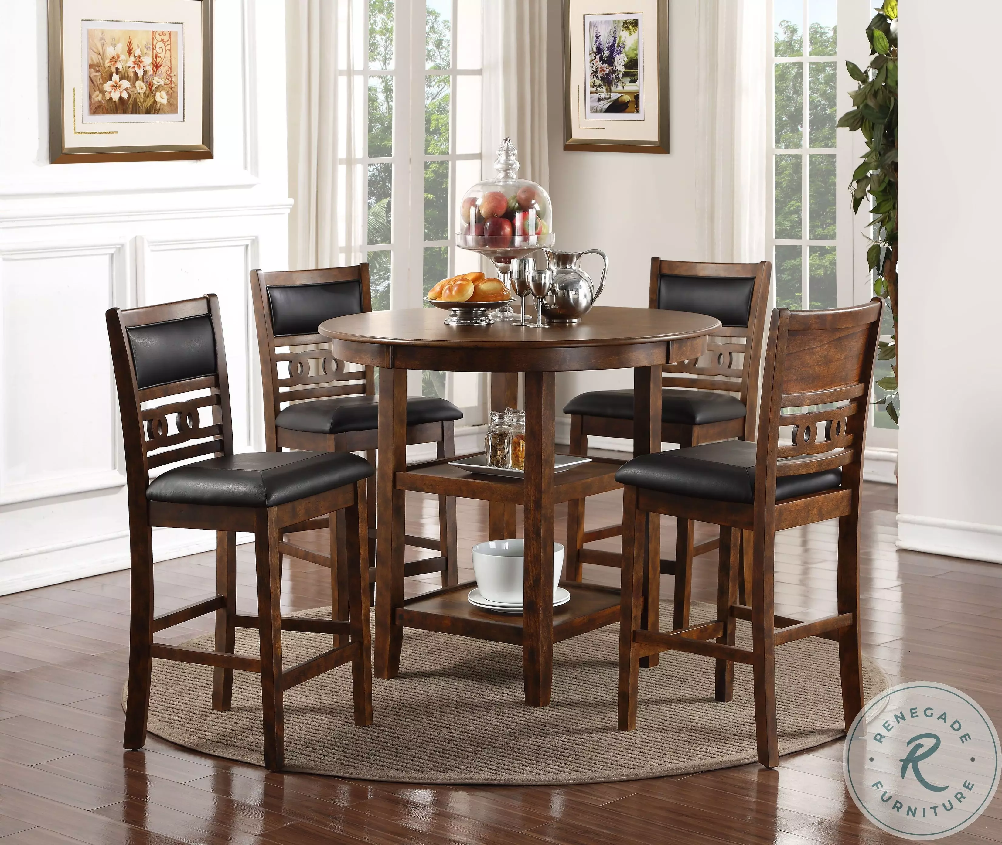 Gia Gray 5 Piece Round Counter Height Dining Room Set from New Classic Coleman Furniture