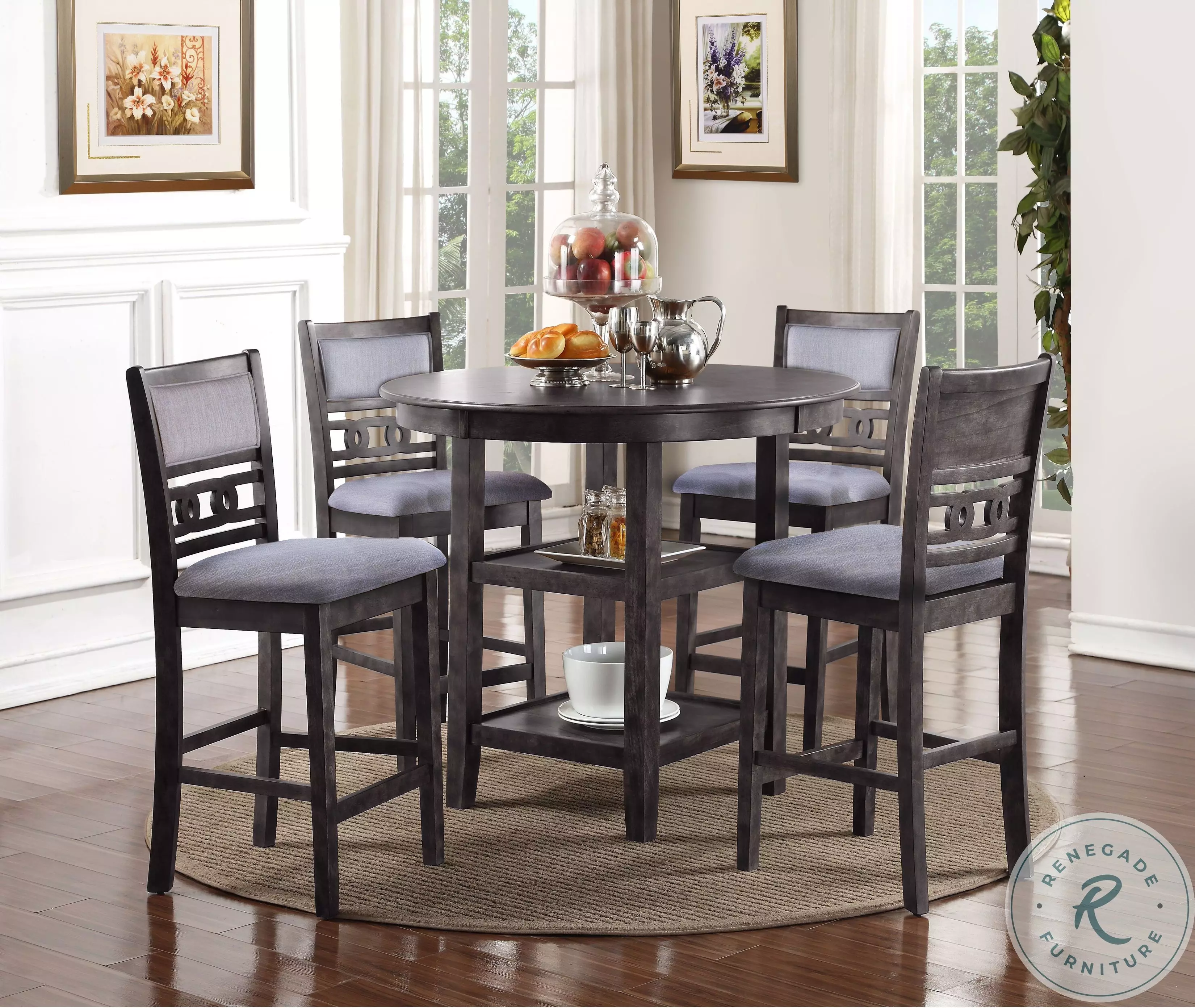 Gia Gray 5 Piece Round Counter Height Dining Room Set from New Classic Coleman Furniture