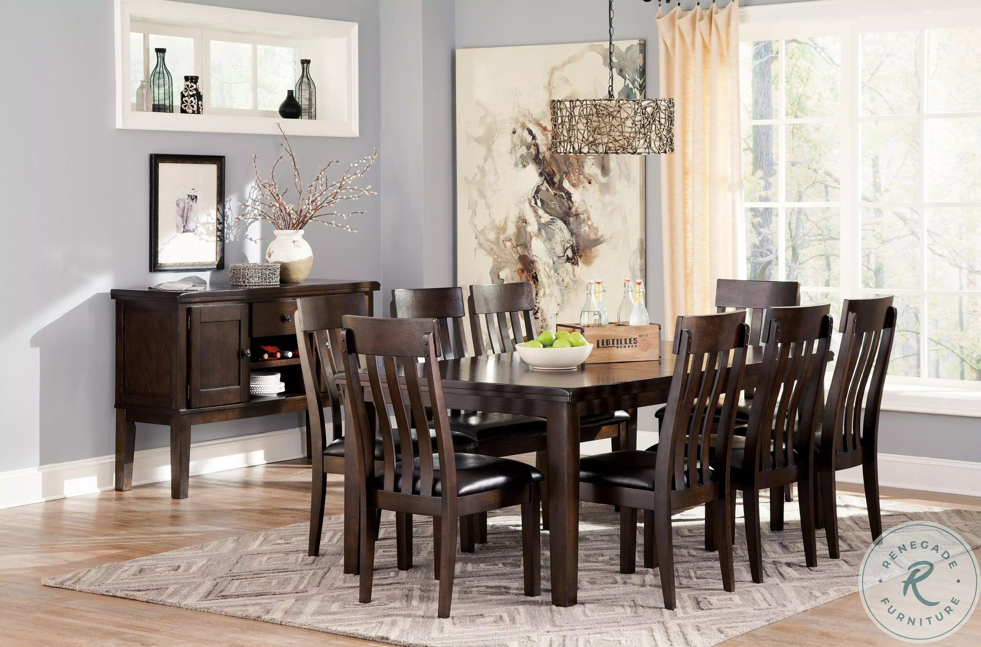 Haddigan Dark Brown Rectangular Extendable Dining Room Set from