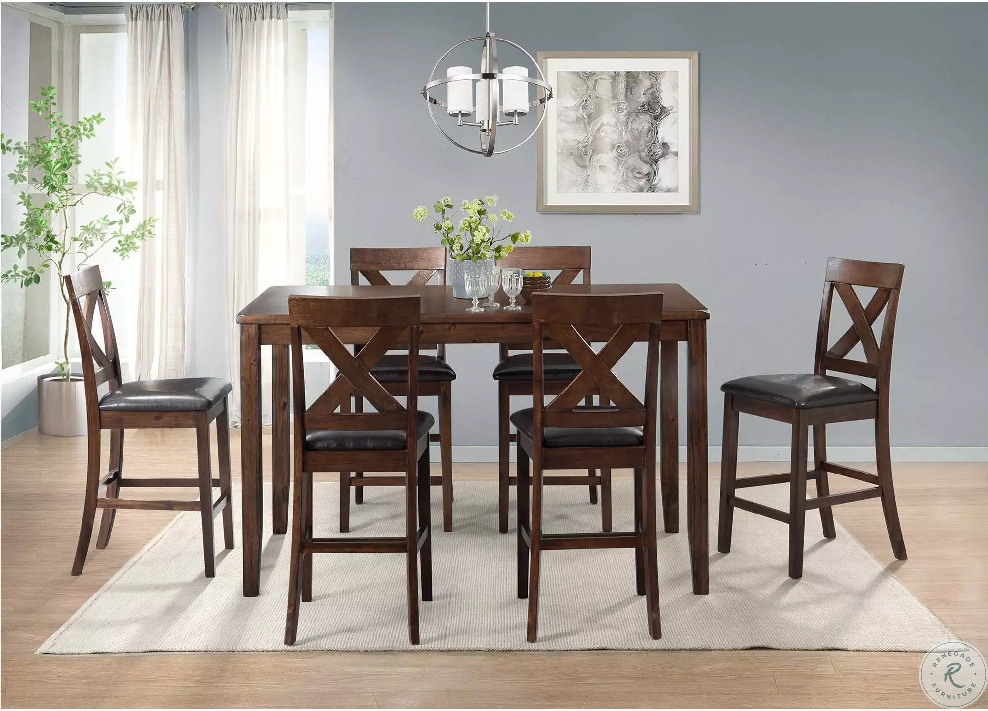 7 piece pub height dining set top