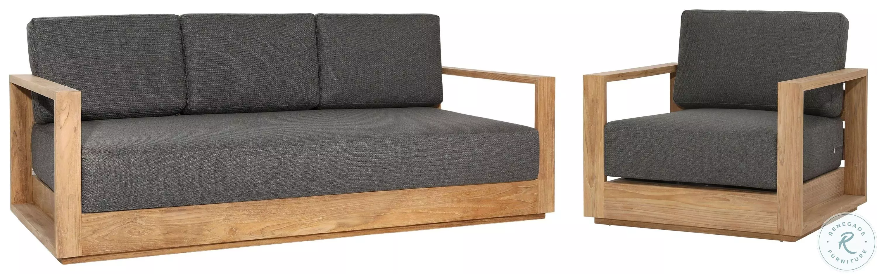 Darlen Charcoal And Natural Teak Outdoor Living Room Set from