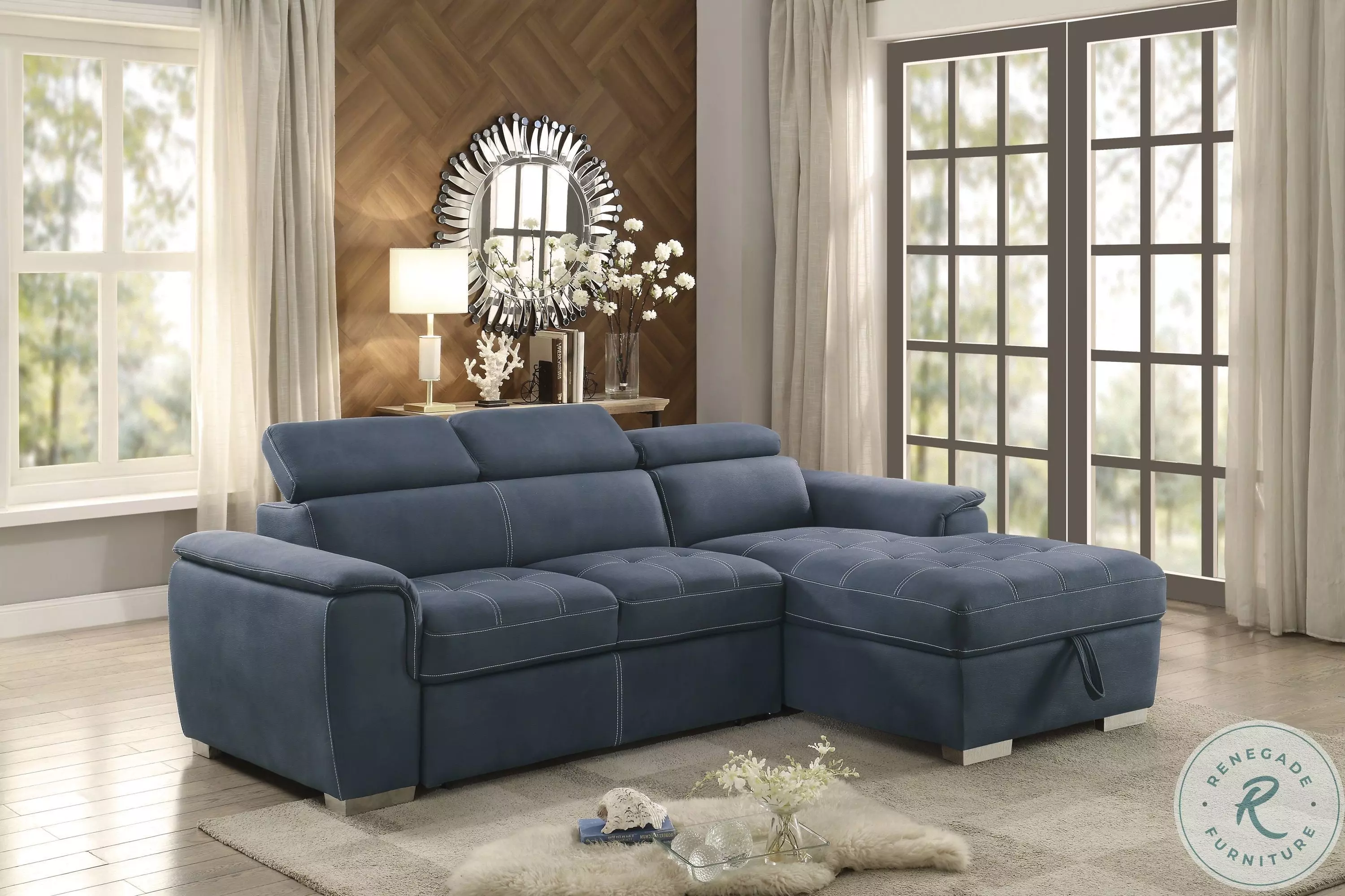 Ferriday Blue RAF Sectional From Homelegance | Coleman Furniture