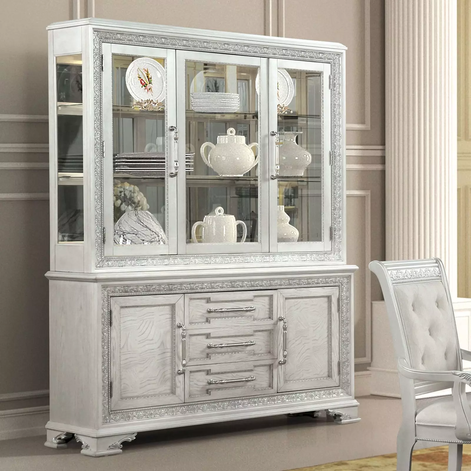 【極美品】USMHallerパネル 33.5×73.5cmピュアホワイト2枚組 Stella Mia Ivory Hutch and Buffet with Storage From Furniture of