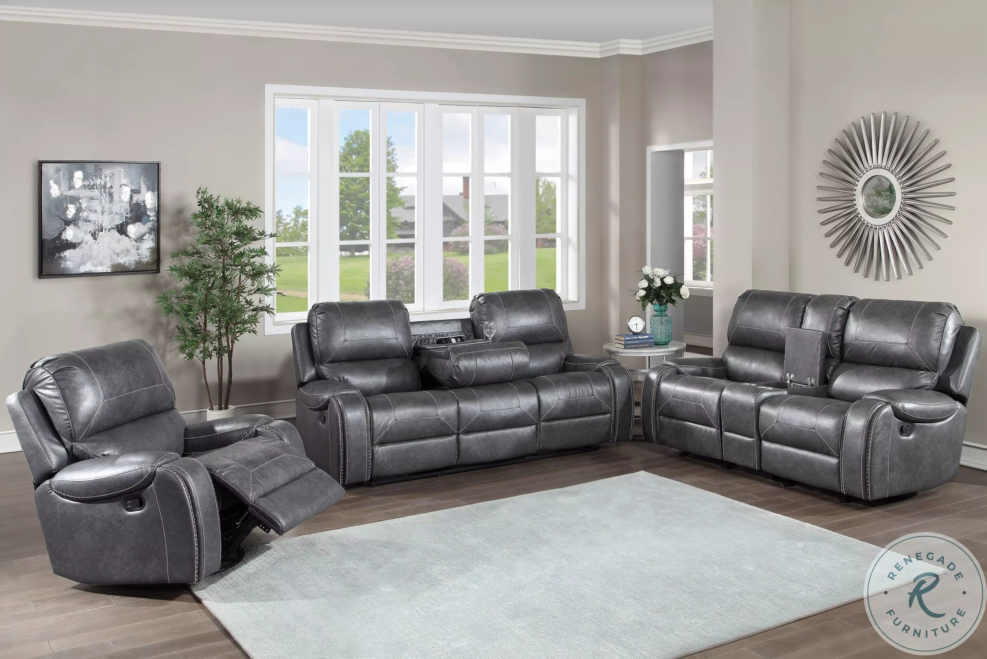 Keily Grey Manual Reclining Living Room Set from Steve Silver
