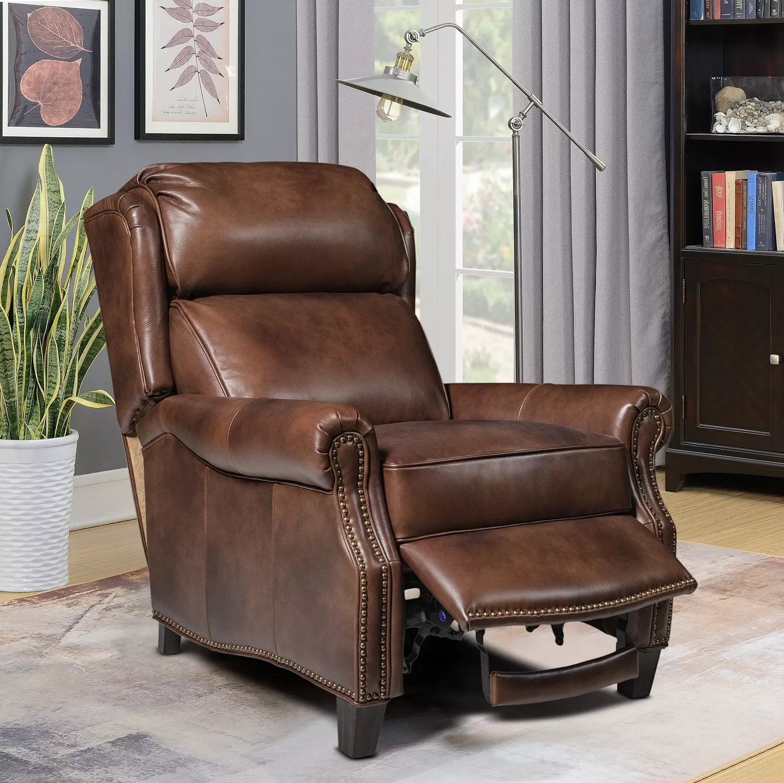 Meade Worthington Cognac Leather Recliner from Barcalounger