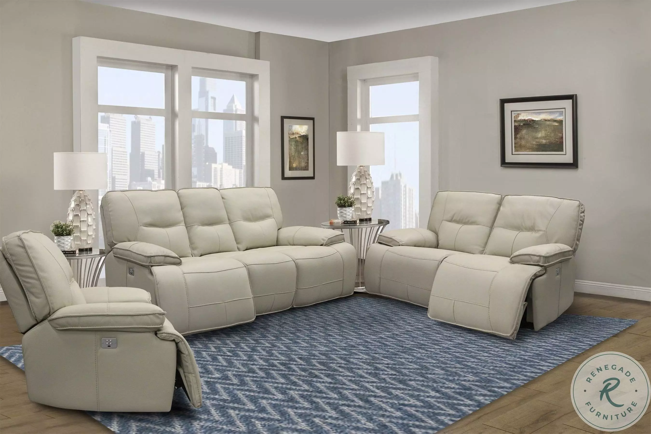 Victor Oyster Dual Power Reclining Living Room Set with Power