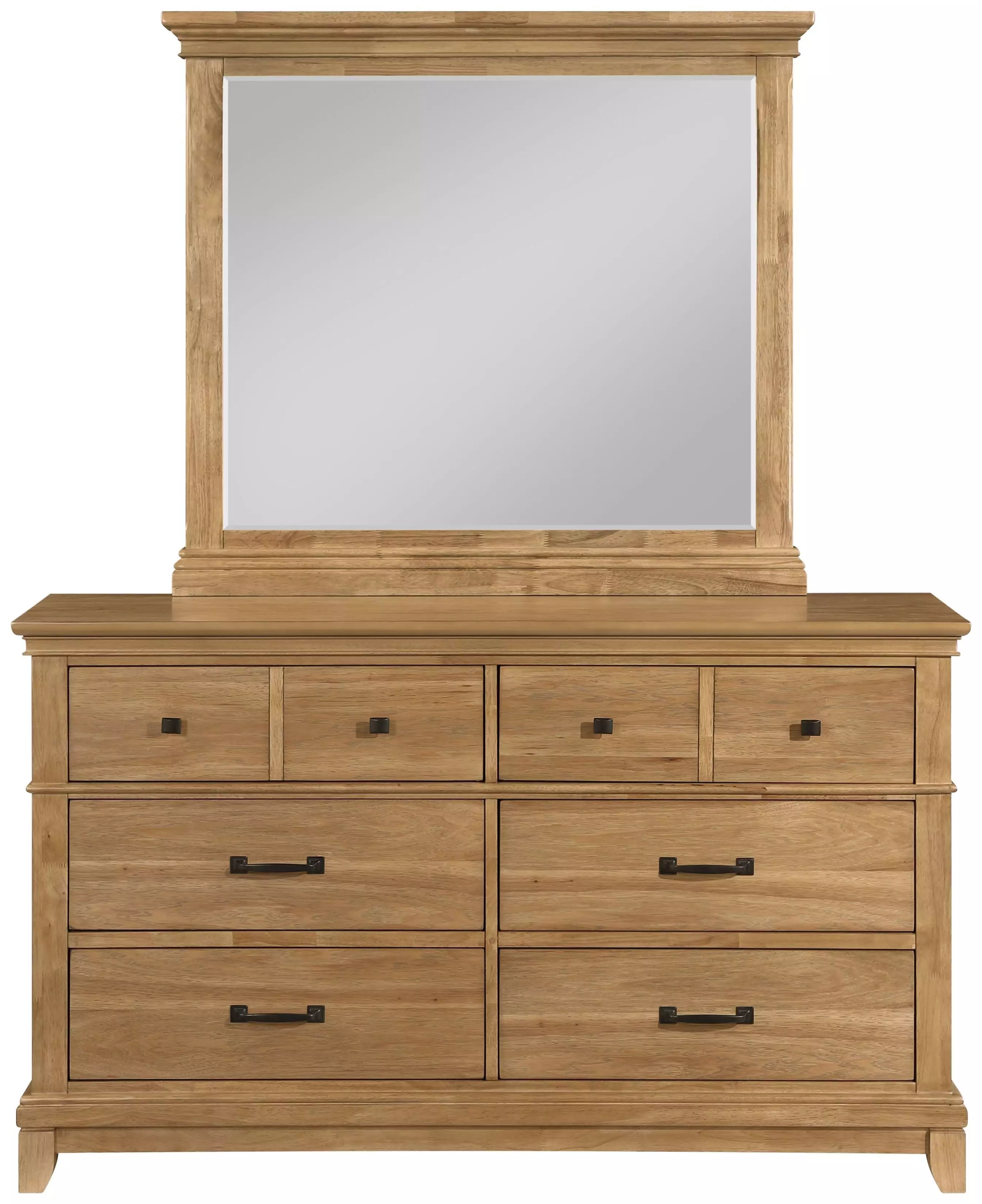 dresser with sunshine lady face New Classic Furniture Sunstone 2-Piece Wood and Mirror Set in Honey Beaded Appliques