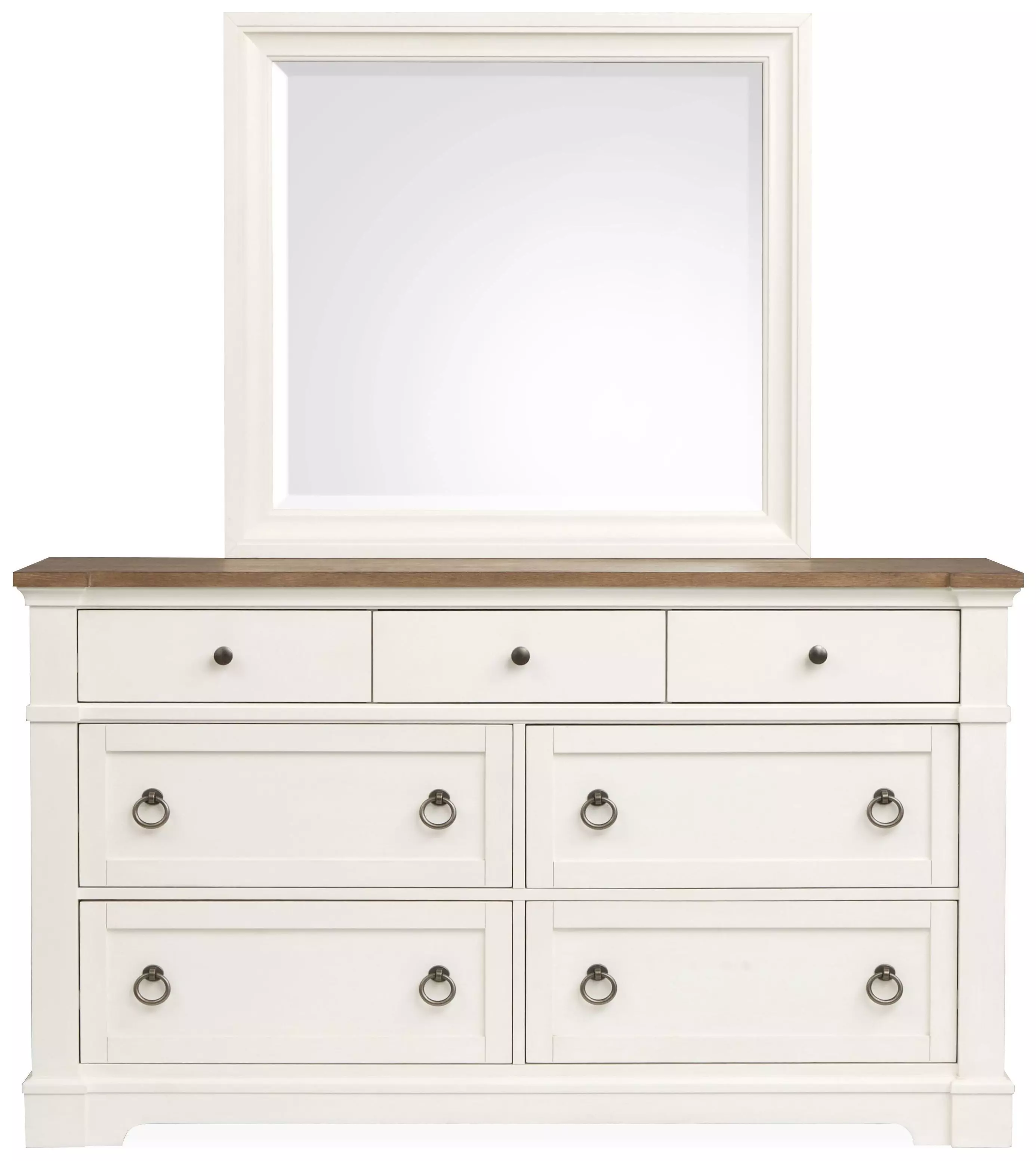 Kingston Whisper White and Cerused Nutmeg 7 Drawer Dresser with