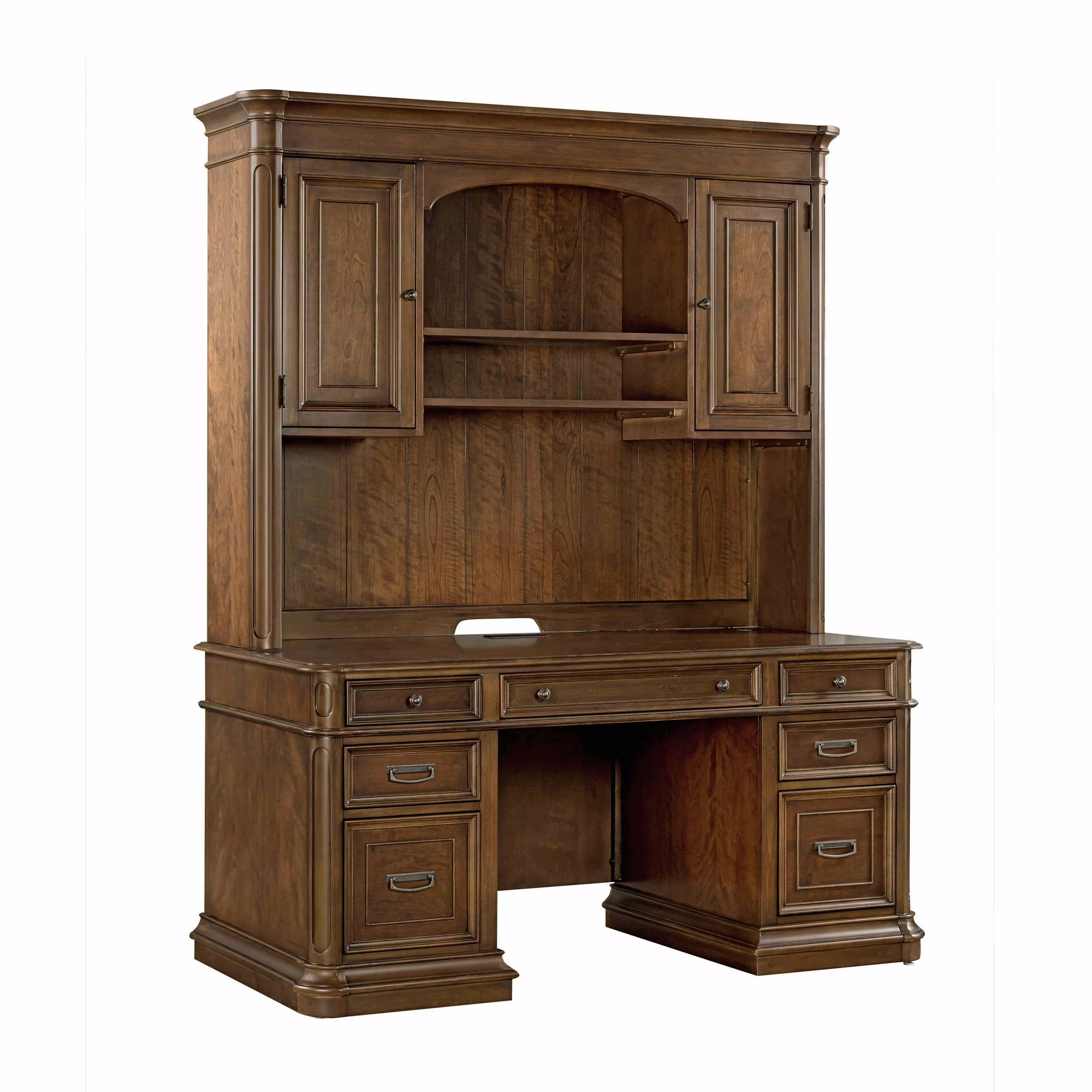 Roanoke Cherry L-Shaped Home Office Set | Coleman