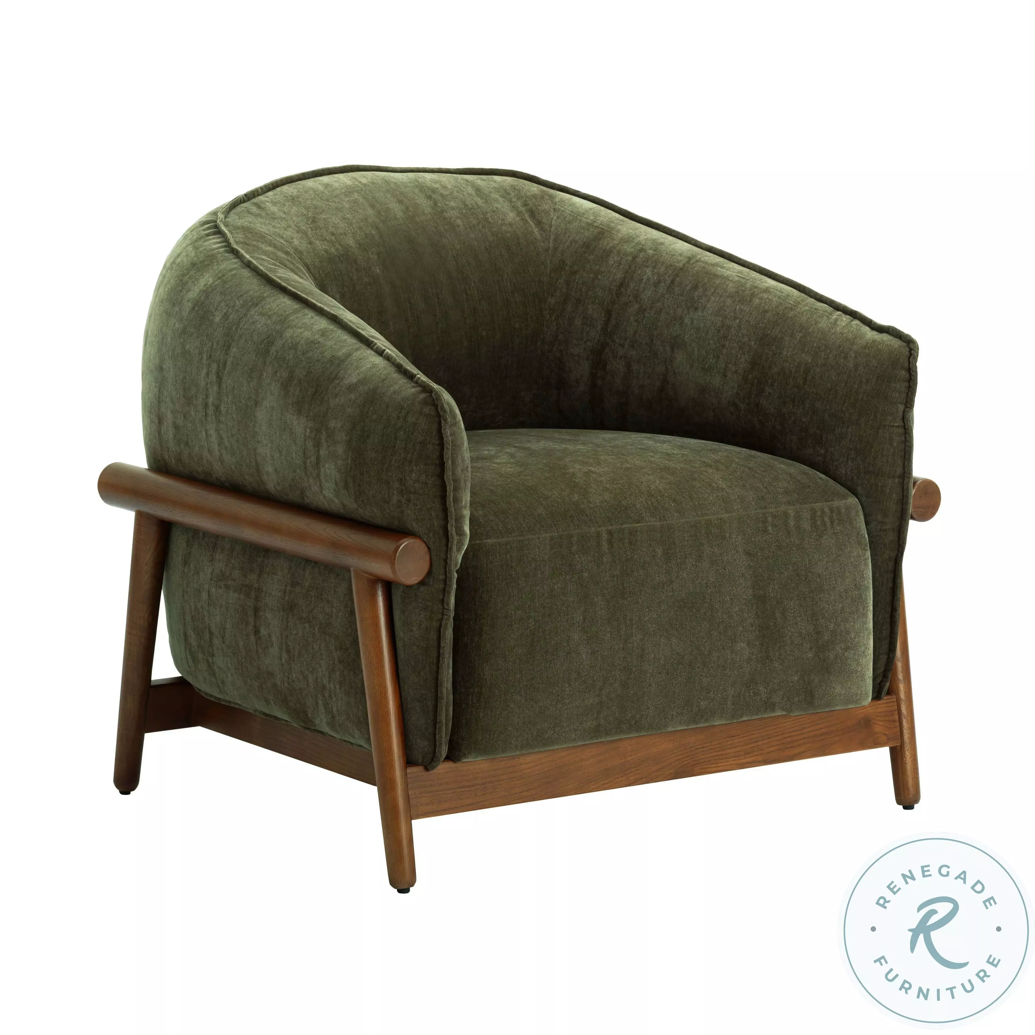 Piedmont Olive Green Upcycled Chenille Accent Chair From Renegade