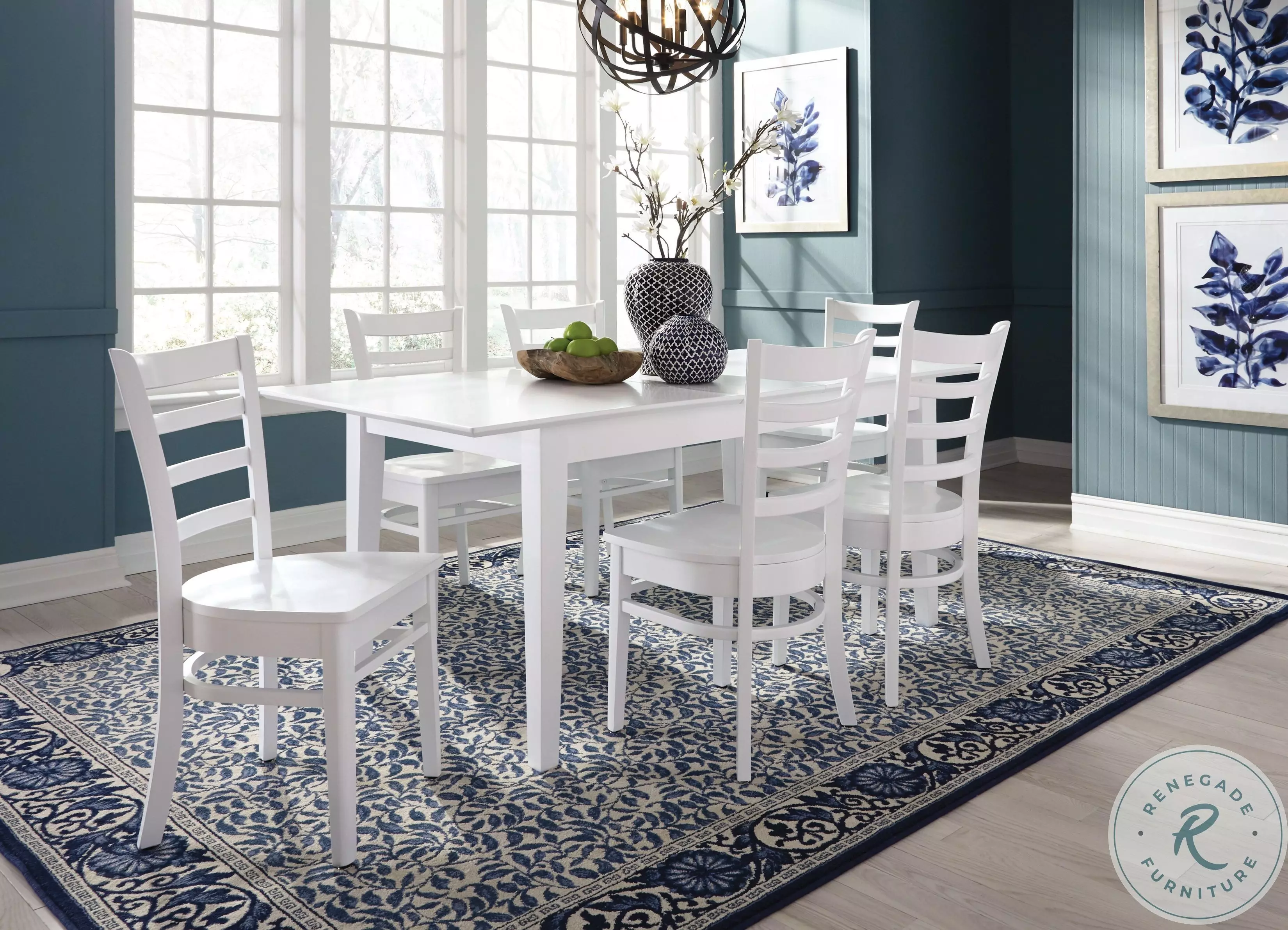 Hampton Pure White Butterfly Leaf Shaker Extendable Dining Table Set from John Thomas Coleman Furniture