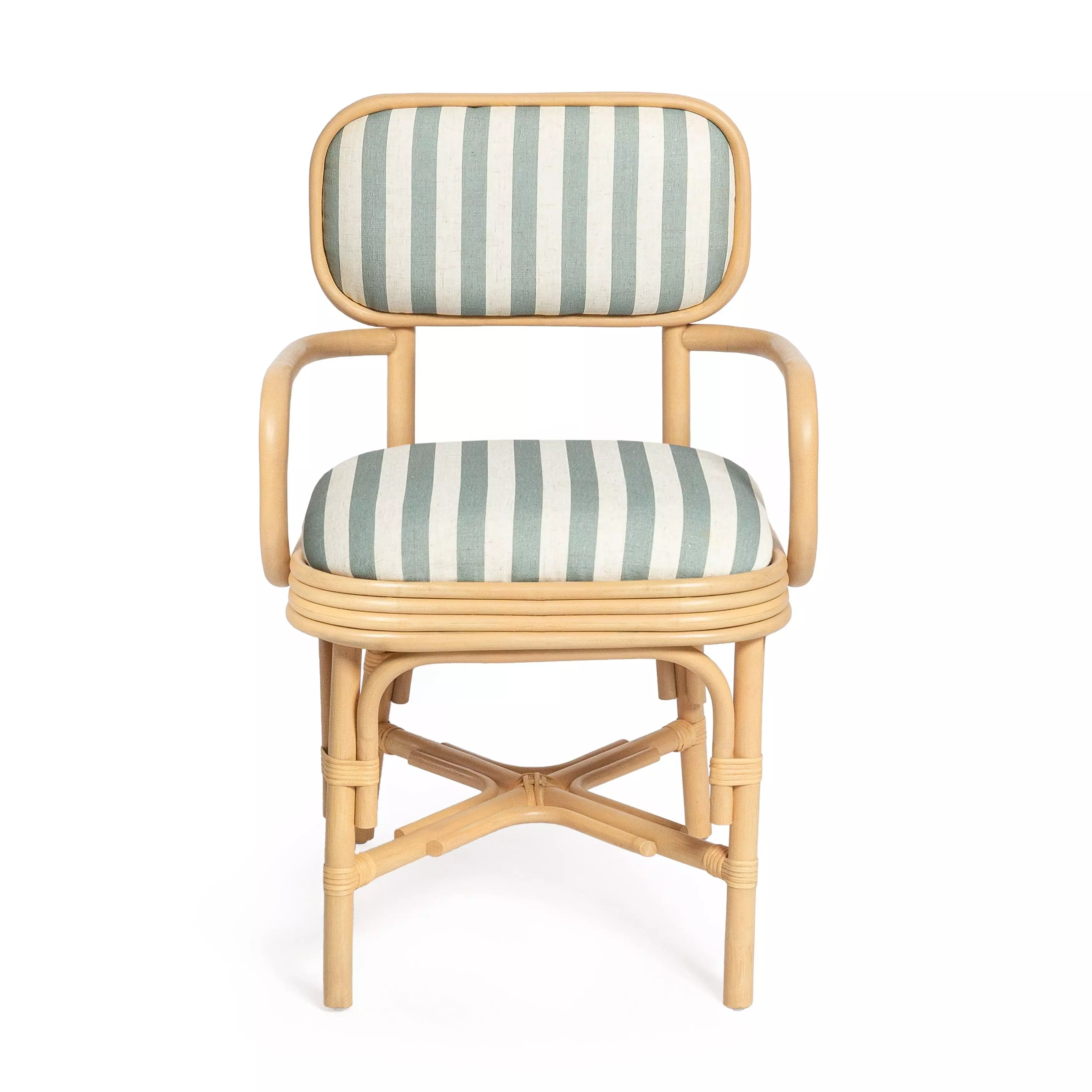 Dorine Mint Green and White Performance Fabric Upholstered Arm