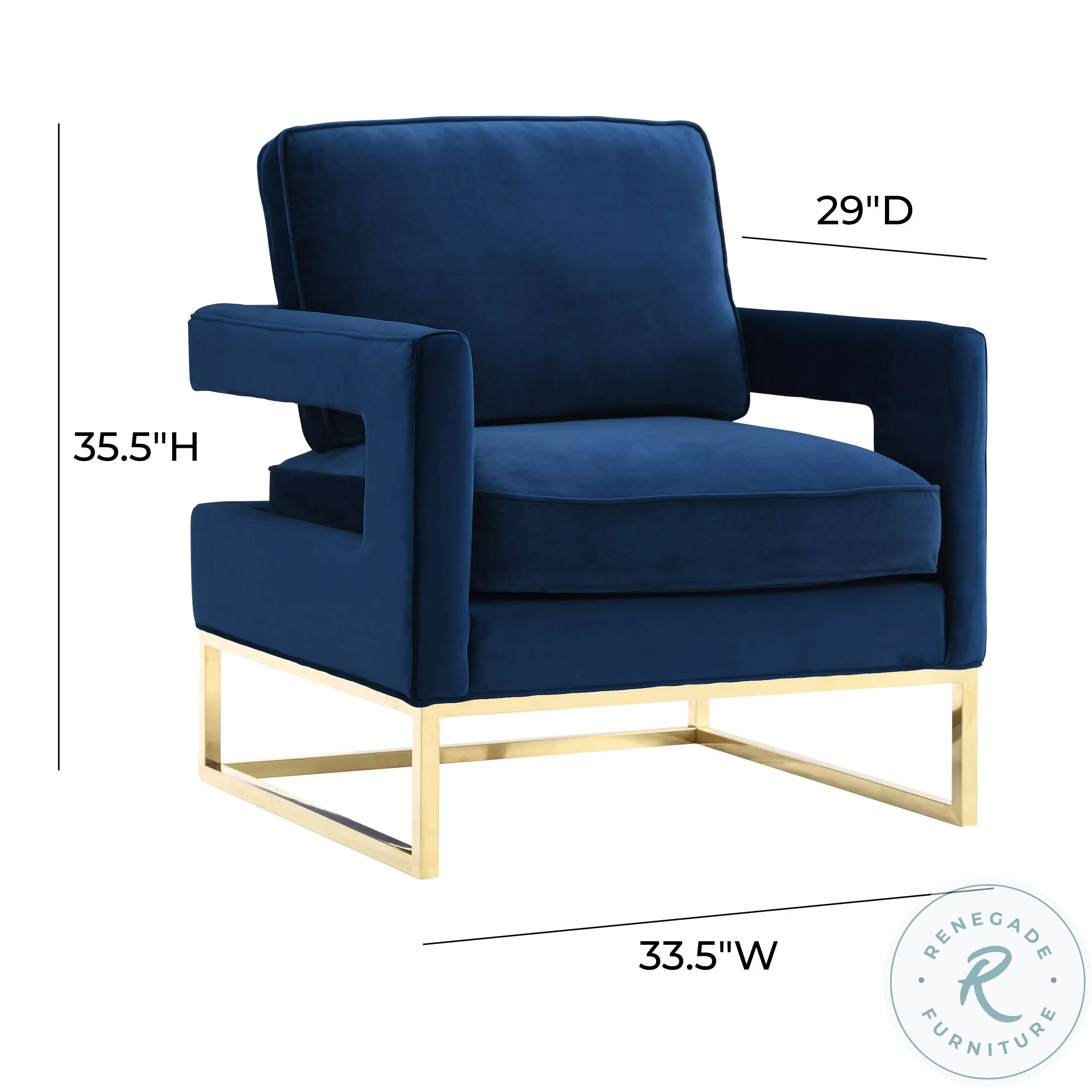 Avery Navy Velvet Chair from TOV Coleman Furniture