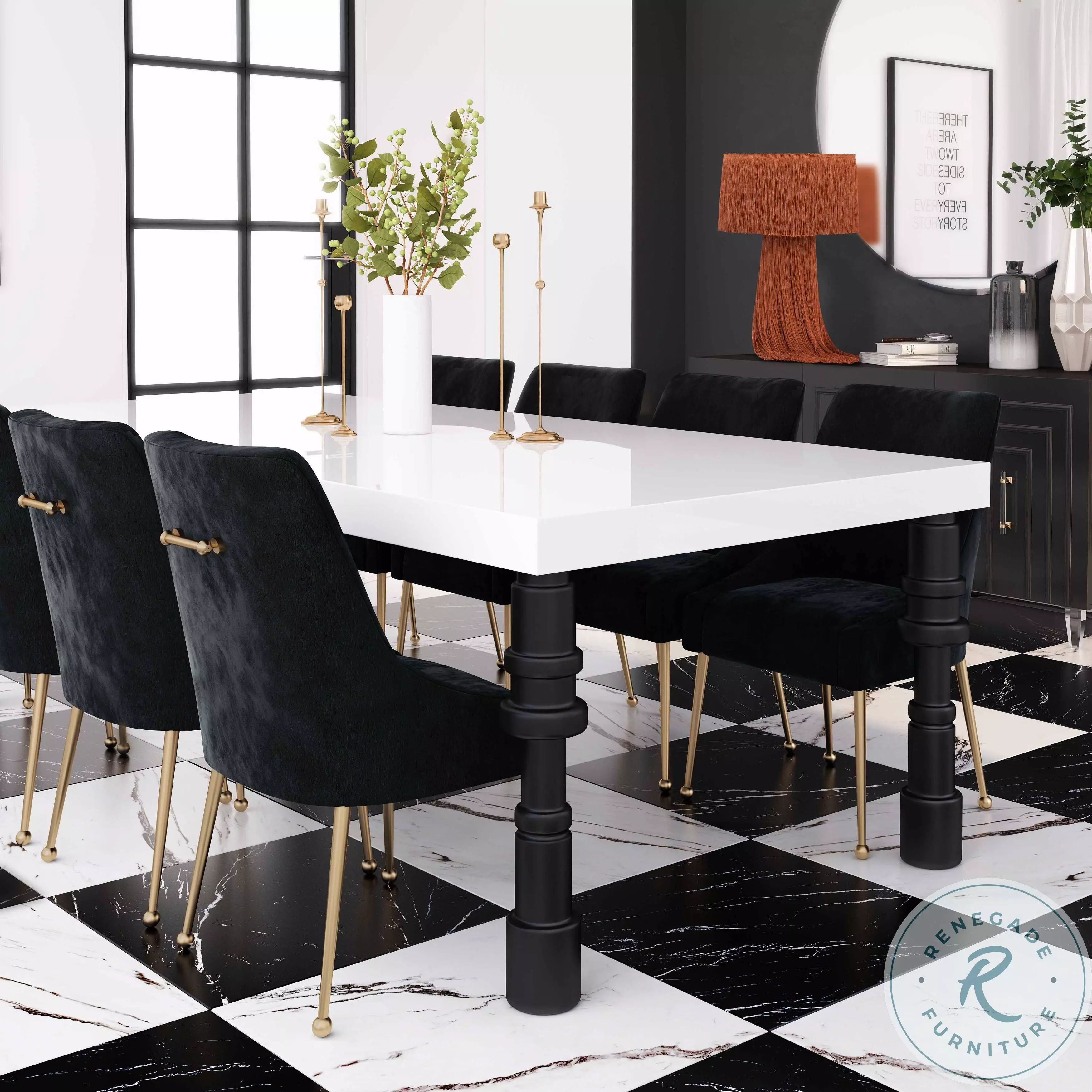 Spindle White and Black Dining Room Set from TOV Coleman Furniture