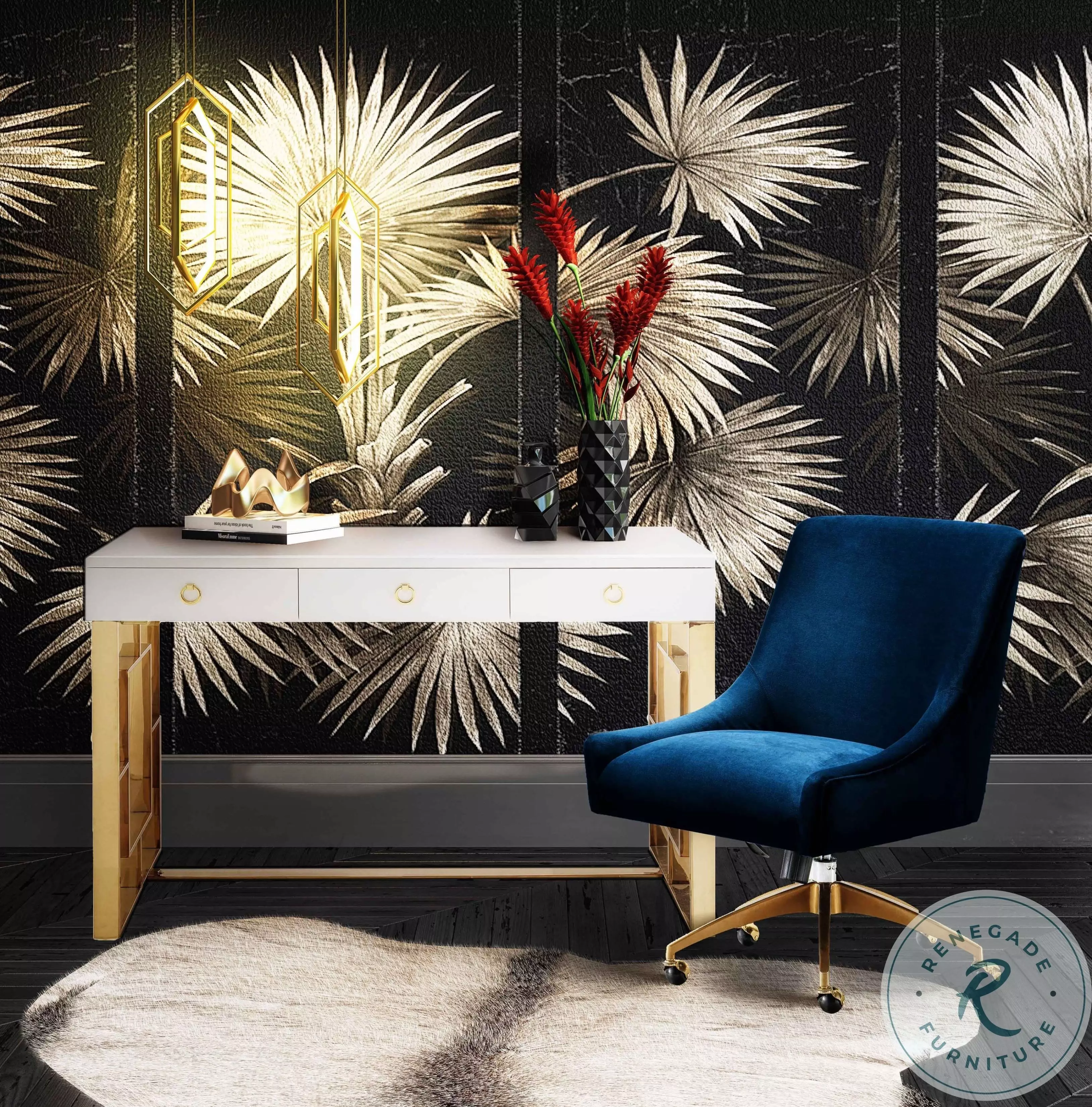 Audrey white lacquer desk discount
